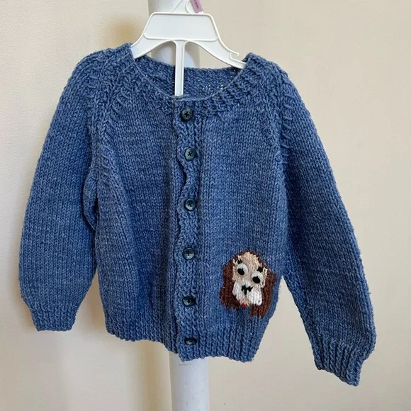 Cardigan Sweater Puppy Dogs Toddler Size 9 Months Baby Blue Unbranded Like New - Picture 1 of 16
